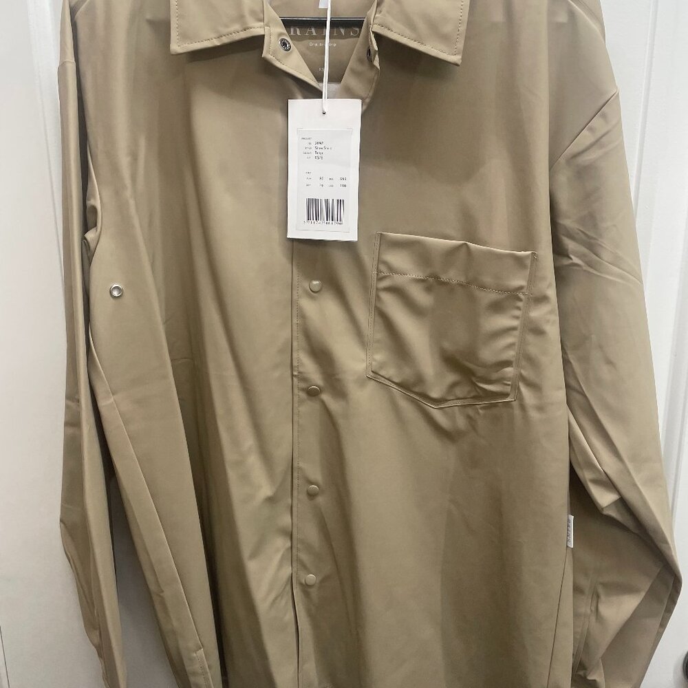 New Rains Button Up Show Shirt Rain Jacket in Beige Unisex XS/S
